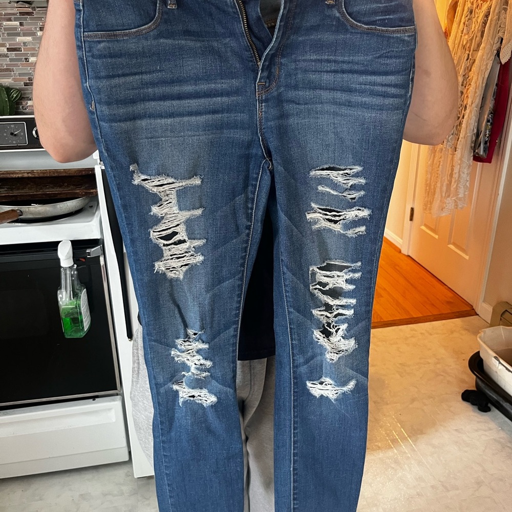 Distressed Blue Jeans